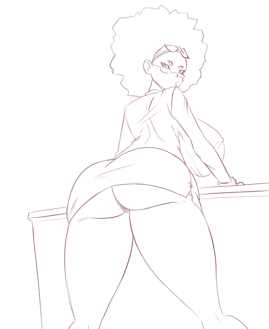 african_female afro ass ass_focus business_suit glasses huge_ass huge_breasts looking_back milf office_lady panties pantyshot sala_rolle_(mermaid_kunoichi) sideboob terrible_the_drawfag thick_ass thick_thighs