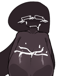 1girls, after sex, algebralien, ambiguous gender, big breasts, black body, black hair, blush, blush lines, breasts, cfmot, copyright, cum on breasts, cum on face, cumshot, embarrassed, female, general, gijinka, humanization, humanized, letteralien, lighting, looking away, object show, object shows, symbolor, tears, white background, white eyes, yaori (cfmot), инмт