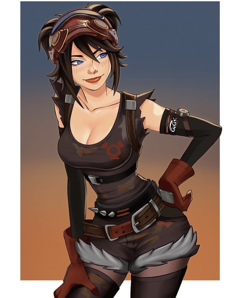 boob window, boots, breasts, cleavage, female, fortnite, gigis lab, pantyhose, the machinist (fortnite), thighhighs