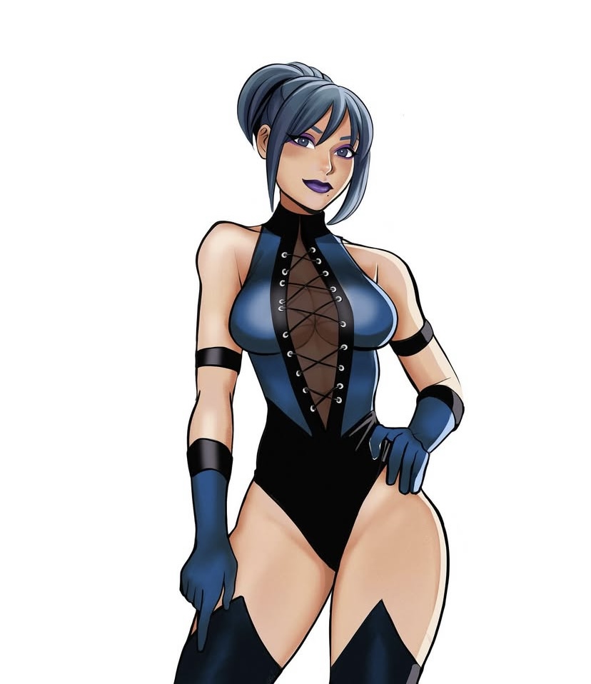 1girls, big breasts, blue eyes, blue hair, breasts, cleavage, cosplay, female, female only, fortnite, gigis lab, hope (fortnite), kitana (cosplay), lipstick, mortal kombat, purple lips, purple lipstick