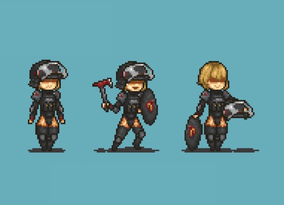 1boy, 2d, 2d (artwork), 2d artwork, aples, armor, armored, armored boots, armored femboy, armored gloves, armored male, background, blonde femboy, blonde hair, blonde male, blonde-haired male, bulge, bulge through clothing, bulge under clothes, clothed, clothed/nude, clothes, clothing, curvaceous, curves, curvy, curvy body, curvy figure, cute, cute expression, cute face, cute male, dead ahead, fan character, femboy, femboy focus, femboy only, gay, gay male, horny, horny femboy, horny male, looking at viewer, male, original character, partially clothed, pixel, pixel (artwork), pixel art, pixelated, police, police uniform, seductive, seductive body, seductive look, seductive pose, seductive smile, semi nude, shield, shy, shy expression, shy smile, skinny, skinny male, smile, smiley face, smiling, smiling at viewer, standing, tactical gear, tactical nudity, thick, thick hips, thick legs, thick thighs, white skinned male, young, younger femboy, younger male