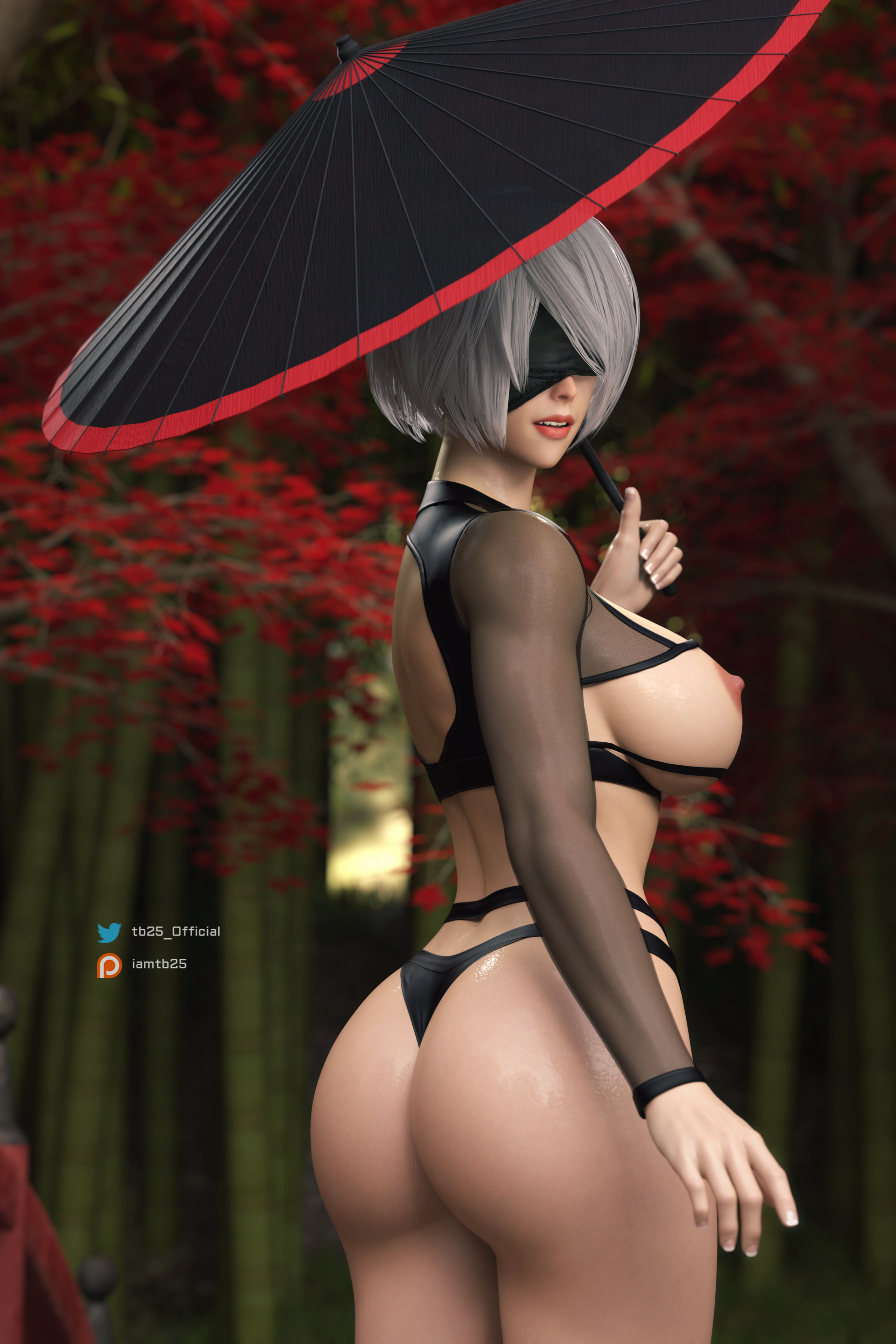 1girls, 3d, ass, big ass, big breasts, blindfold, breasts, female, female only, nier, nier (series), nier: automata, patreon username, tagme, tb25, thick thighs, twitter username, white hair, yorha 2b