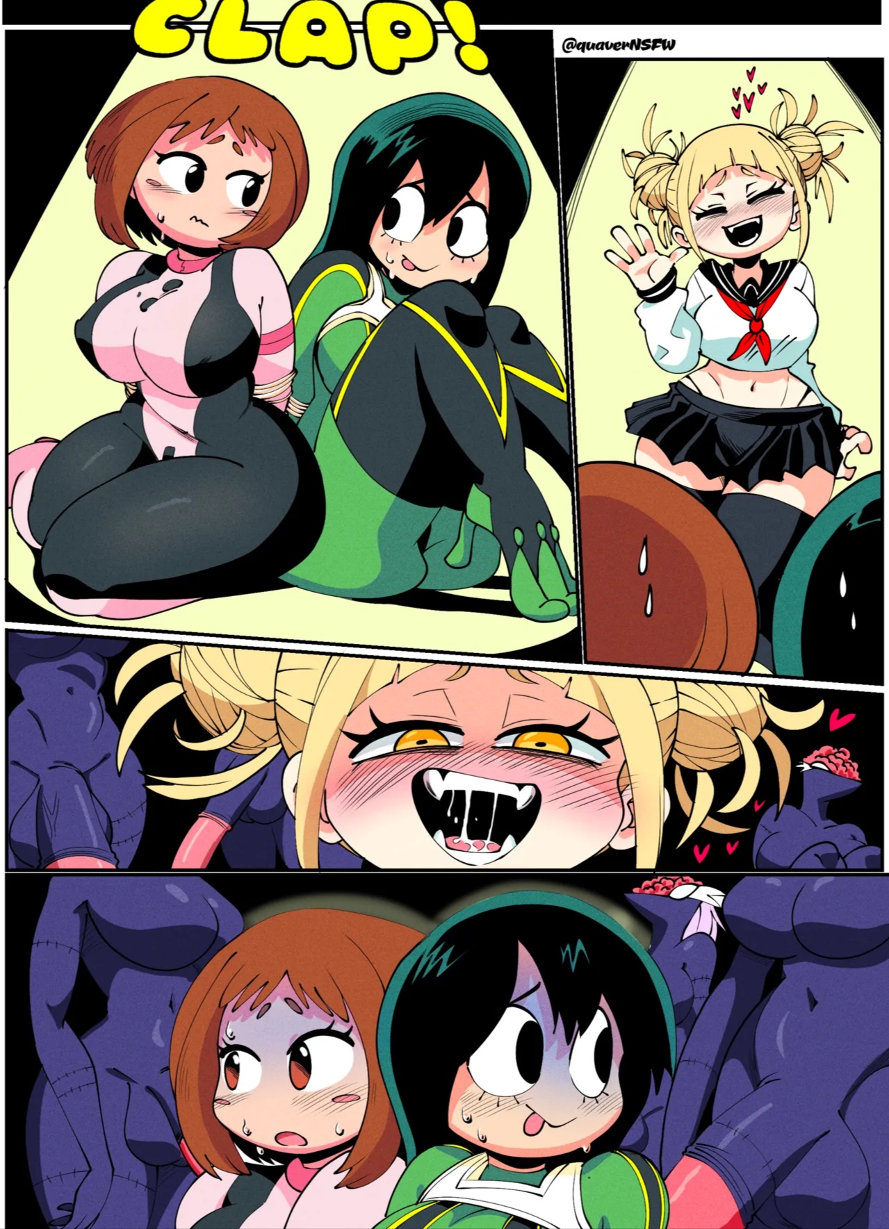 3girls, about to be raped, about to have sex, arms behind back, ass, belly, belly button, big ass, big breasts, big cock, big penis, black bodysuit, black hair, blonde hair, bodysuit, boku no hero academia, bondage, breasts, brown eyes, brown hair, cleavage, clothed female nude futa, clothed sex, clothing, cock, crazy, crazy eyes, crazy female, crazy smile, curvy, curvy female, curvy figure, defeated heroine, dominant, dominant female, exposed belly, eyebrows, eyelashes, female, female focus, fully clothed, futa on female, futanari, green bodysuit, green eyes, heart, heart symbol, hearts around head, hero outfit, heroine, heroine in trouble, himiko toga, hips, horny, horny expression, horny female, hourglass figure, hourglass figured female, huge cock, imminent rape, imminent sex, impossible fit, inminent blowjob, inminent rape, inminent sex, intersex, interspecies, kidnapped, large ass, large breasts, large penis, large thighs, light skin, light-skinned female, long hair, miniskirt, multicolored bodysuit, multicolored clothing, multiple females, multiple girls, my hero academia, nomu, ochako uraraka, open mouth, penis, pupilless eyes, purple hair, quavernsfw, rape, raped by enemy, raped by futa, ready for rape, ready for sex, ready to fuck, restrained, restrained arms, saliva, school uniform, shiny clothes, shiny skin, short hair, side locks, sitting, sitting on floor, size difference, skirt, smile, smiley face, speechless, submissive, submissive female, superhero costume, surprised, surprised expression, surprised face, sweat, sweatdrop, tall futa, teenager, textless, thick, thick ass, thick hips, thick thighs, thighhighs, thighs, thong, thong panties, tight bodysuit, tight clothes, tight clothing, tight fit, toned female, tongue, tongue out, tsuyu asui, twin buns, villain, villain on heroine, villainess, voluptuous, voluptuous female, waist, white sclera, wide ass, wide hips, wide thighs, yellow eyes