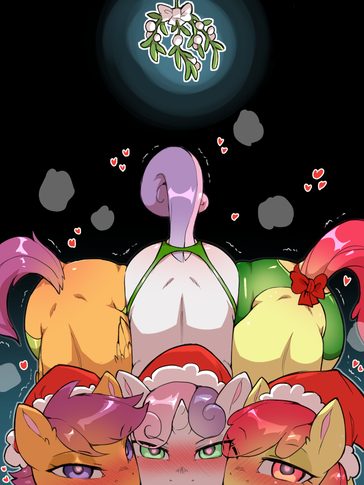2024 3:4 3girls apple_bloom_(mlp) blush christmas christmas_clothing christmas_headwear clothed clothed_feral clothing cold-blooded-twilight cutie_mark_crusaders_(mlp) earth_pony equid equine eyelashes female feral friendship_is_magic green_eyes group hair hasbro hat headgear headwear heart_symbol holidays horn horse legwear looking_at_viewer mammal mistletoe motion_lines multicolored_hair my_little_pony mythological_creature mythological_equine mythology orange_body pegasus pink_hair pink_tail plant pony purple_eyes purple_hair purple_tail quadruped red_hair red_tail santa_hat scootaloo_(mlp) stockings sweetie_belle_(mlp) tail thigh_highs trio two_tone_hair two_tone_tail unicorn unicorn_horn white_body wings yellow_body young