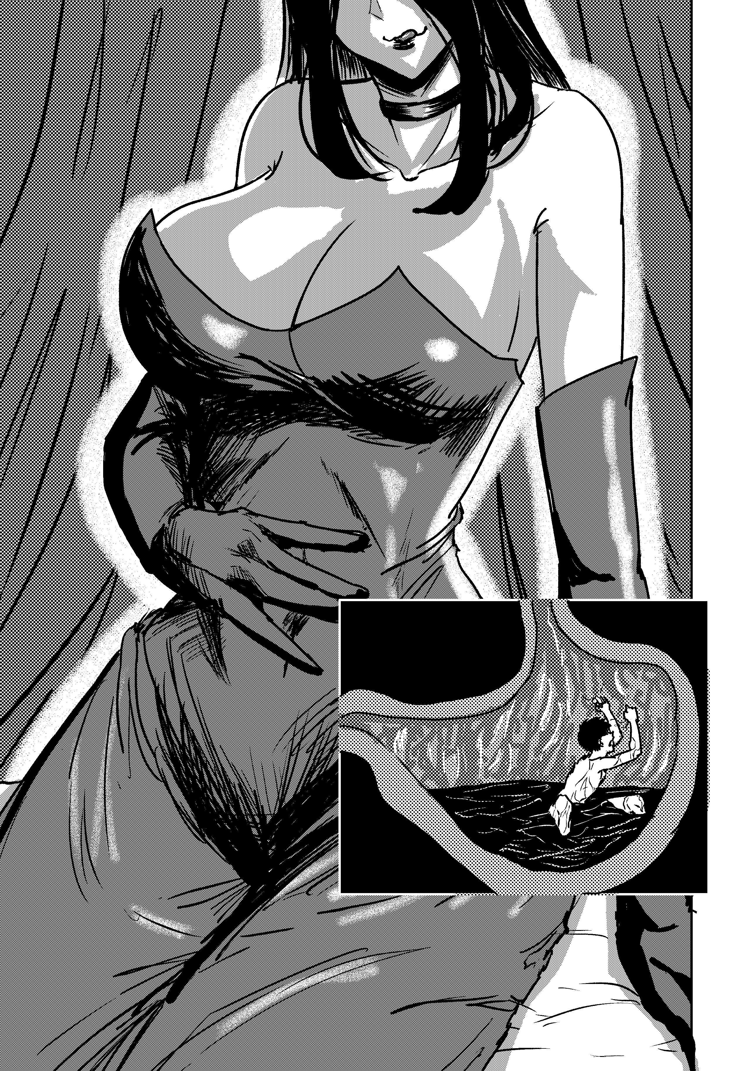 1boy 1girls absurd_res comic female_pred giantess man_eating_witch_(shoulderenjoyer) oral_vore shoulderenjoyer tagme vore
