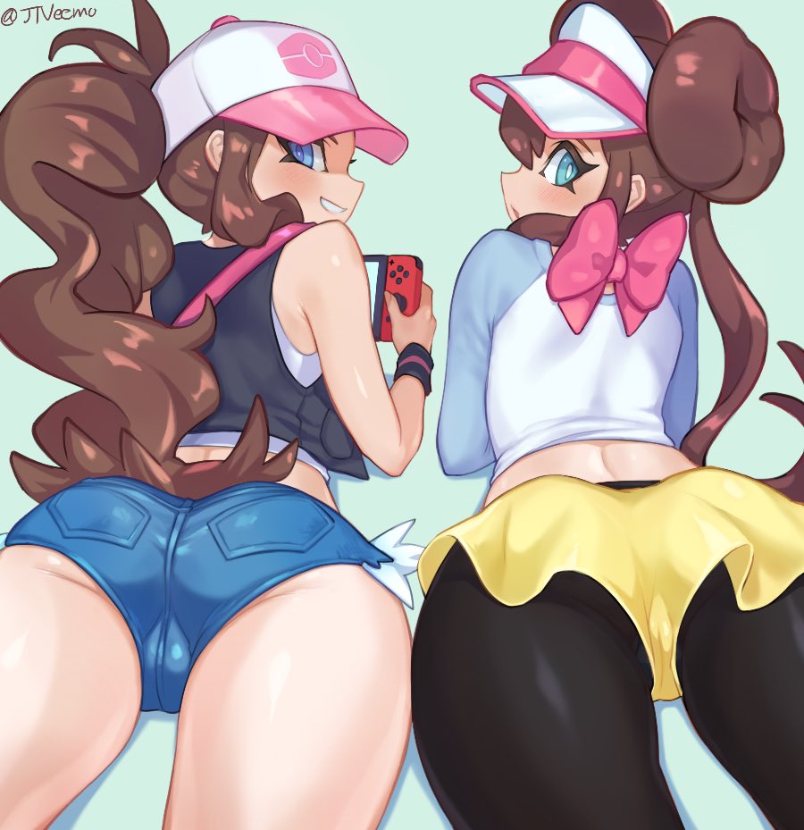 2girls cameltoe hilda_(pokemon) jtveemo pokemon rosa_(pokemon)