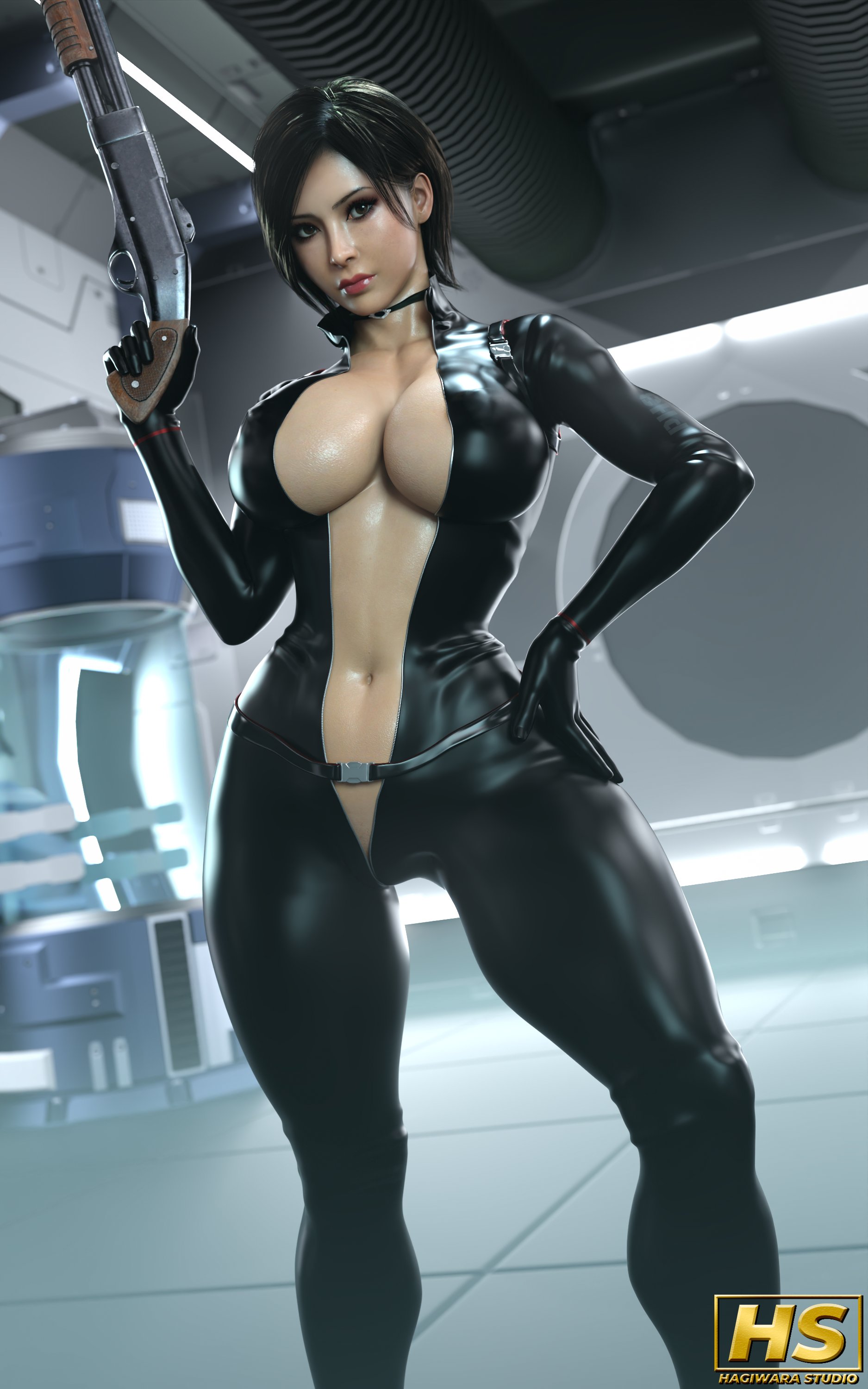 1girls, 2025, 3d, ada wong, ada wong (adriana), ass, big ass, big breasts, black gloves, bodysuit, breasts, capcom, fanart, female, female only, gloves, hagiwara studio, latex gloves, light skin, light-skinned female, open bodysuit, open clothes, resident evil, resident evil 2, resident evil 2 remake, resident evil 4, resident evil 4 remake, skin tight, thick thighs, tight clothes, tight clothing, unzipped, unzipped bodysuit, voluptuous, voluptuous female, wide hips