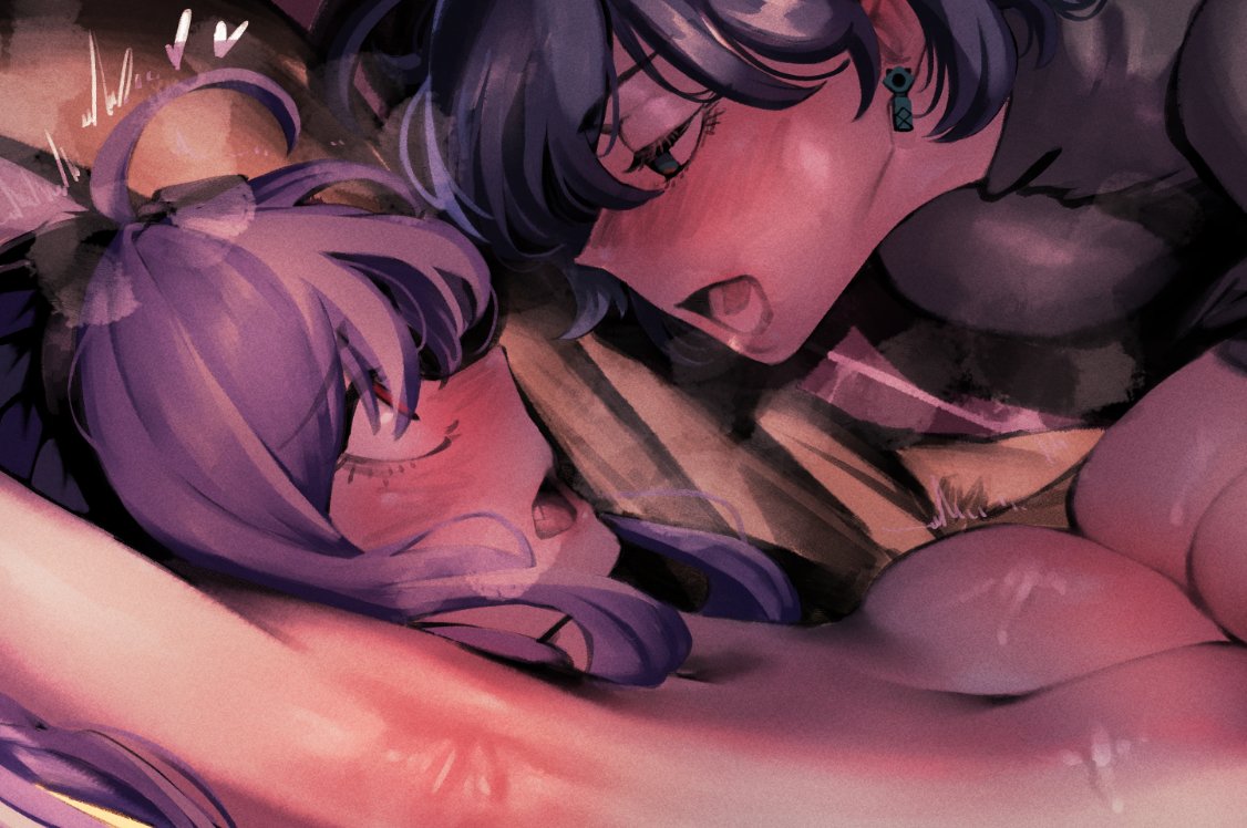 2girls armpits arms_up aroodnoodle belle_(zenless_zone_zero) blush breasts_to_breasts female female_only hoyoverse lesbian mihoyo noodlenood vivian_(zenless_zone_zero) yuri zenless_zone_zero