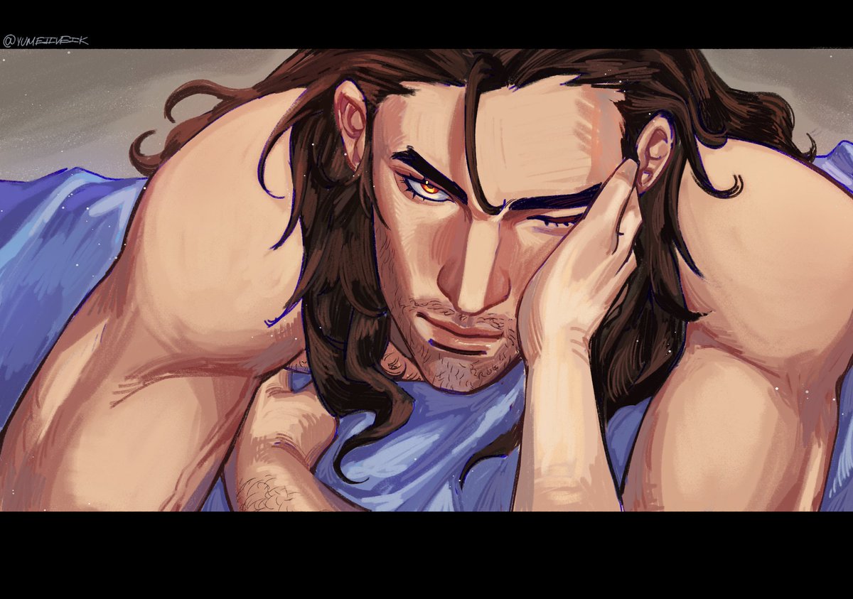 dispatch (game), flambae, gay, hand on cheek, long hair, male, male only, naked, neozero rixx, robert robertson