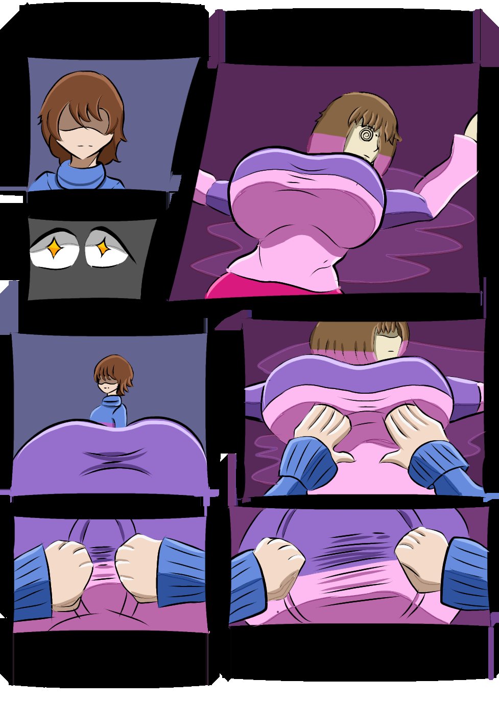 altered common sense, bete noire, betty noire, breasts, defeated villainess, frisk, glitchtale, huge breasts, invognite, taking advantage, tearing clothes, undertale