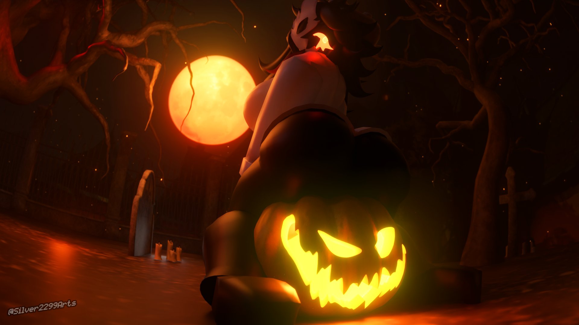 1girls, 3d, alternate version, ass, bottomless, female, folly (regretevator), halloween, improvised dildo, improvised sex toy, masturbation, regretevator, roblox, roblox game, silver2299, sitting, tagme
