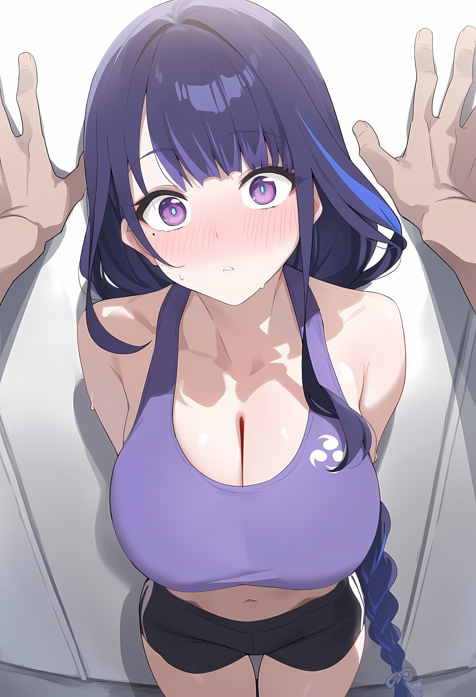 ai assisted, ai generated, beautiful girl, big ass, big breasts, bluebird876, curvy, female, genshin impact, raiden shogun, sexy, sports bra
