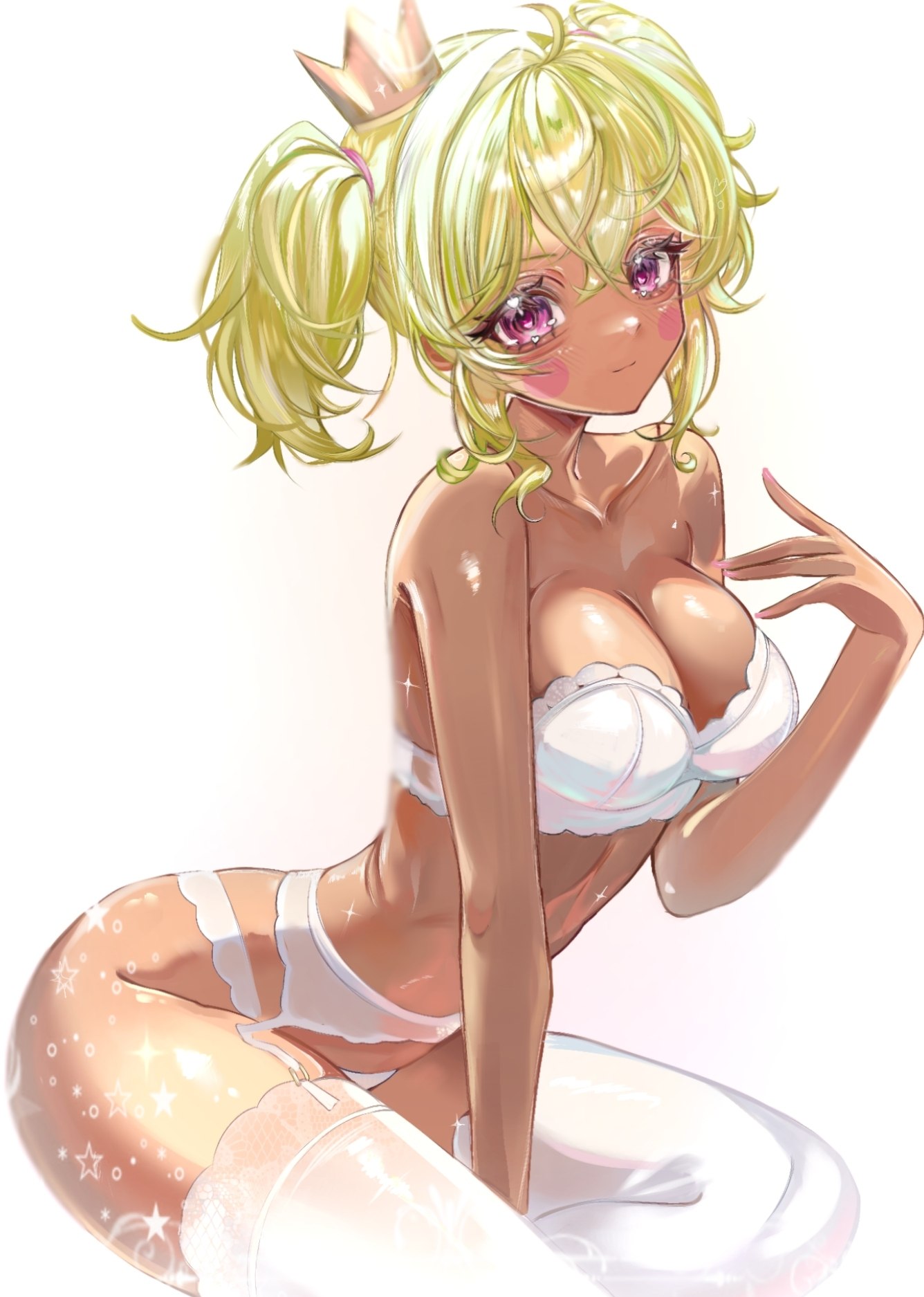 ai generated, brawl stars, green hair, mandy (brawl stars), tagme, white lingerie, white panties, yasuuox