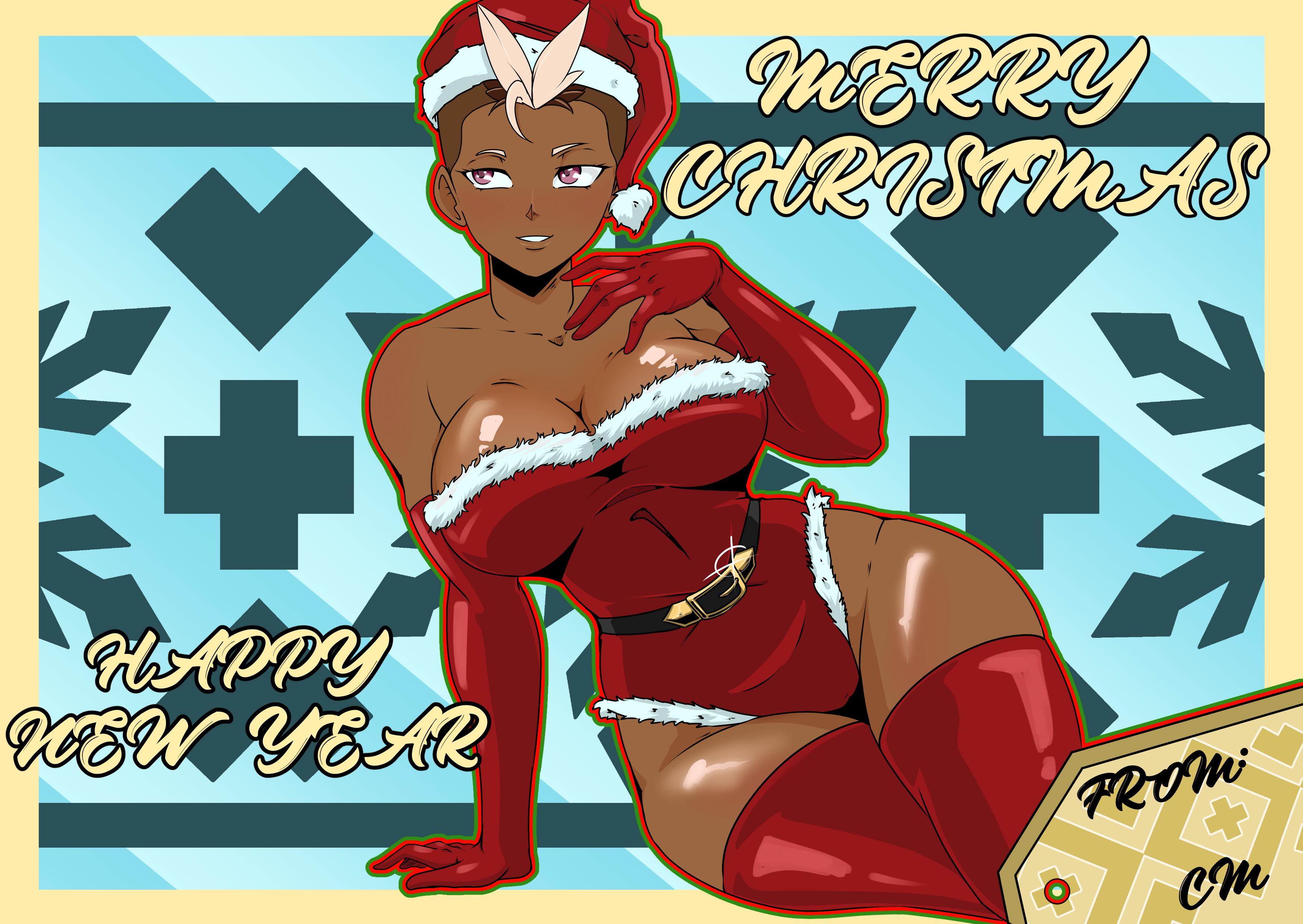 christmas, christmas outfit, cmartist, dark-skinned female, female, harriet bree, rooster teeth, rwby, tagme, viz media