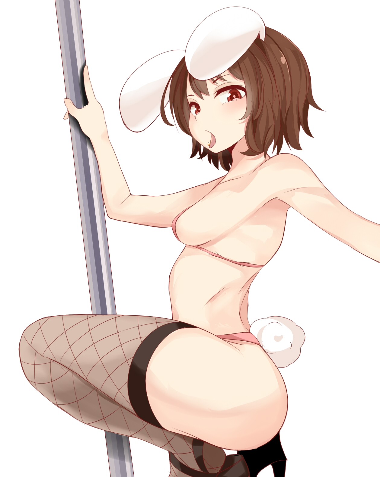 1girls, alternate version at source, alternate version available, armpit, armpit crease, armpit peek, armpits, average breasts, back, bare armpits, bare arms, bare belly, bare chest, bare hands, bare hips, bare midriff, bare navel, bare shoulders, bare skin, bikini, bikini bottom, bikini top, black footwear, black high heels, black shoes, breasts, brown eyebrows, brown eyes, brown hair, brown-eyed female, brown-haired female, bunny ears, bunny tail, exposed armpits, exposed arms, exposed belly, exposed chest, exposed hips, exposed midriff, exposed navel, exposed shoulders, exposed skin, female, female only, fishnet legwear, fishnet thigh highs, fishnet thighhighs, fishnets, footwear, gogoborunga, grey legwear, grey stockings, grey thigh highs, grey thighhighs, hairless armpits, half naked, half nude, high heels, inframammary fold, legwear, median furrow, medium breasts, more at source, naked, naked female, naked woman, nude, nude female, nudity, open mouth, parted lips, petite, petite body, petite breasts, petite female, petite girl, petite tits, pink bikini, pink bikini bottom, pink bikini top, pink string bikini, pink swimsuit, pink swimwear, posing, posing for the viewer, posing naked, posing nude, semi nude, shaved armpits, shoes, shoulder blades, string bikini, swimsuit, swimwear, tewi inaba, thigh highs, thighhighs, tongue, tongue out, touhou