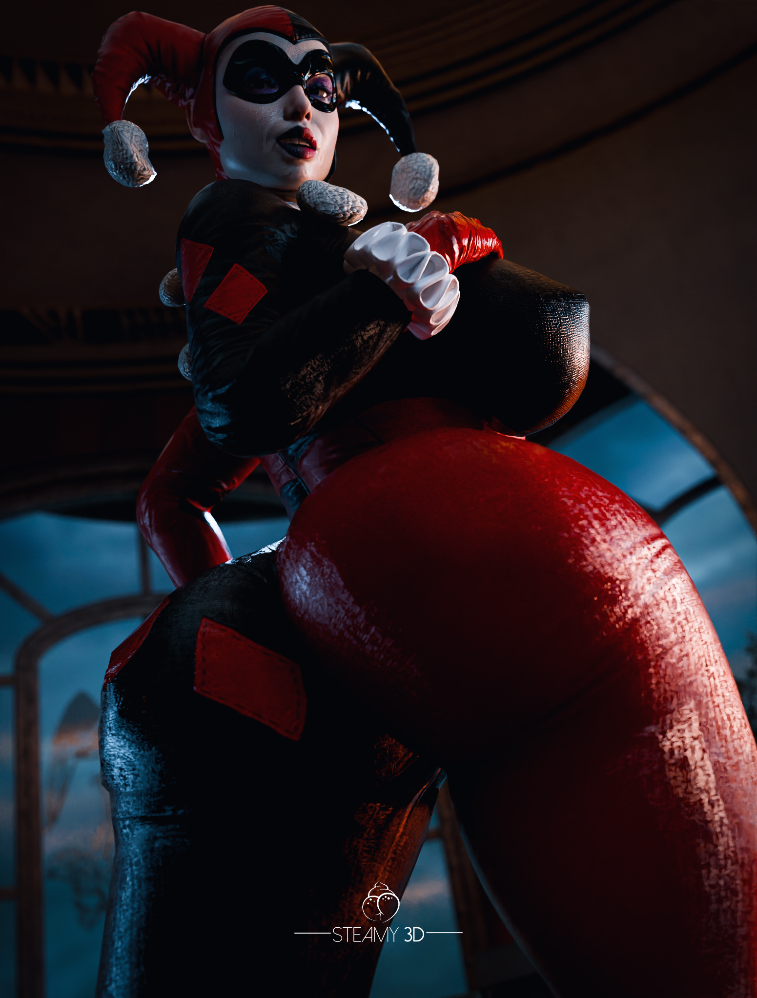 1girls, 3d, ass, batman (series), big ass, big breasts, breasts, curvaceous, curvy, curvy female, curvy figure, dc, dc comics, female, female only, harley quinn, harley quinn (arkham), harley quinn (classic), harley quinn (suicide squad game), huge ass, huge breasts, large ass, large breasts, muscular, muscular female, solo, solo female, steamy3d, suicide squad, suicide squad: kill the justice league, thick thighs