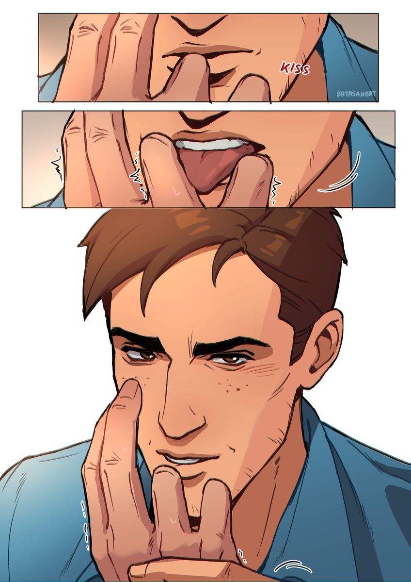 batasan art, dispatch (game), flambae, flambar, gay, kissing, licking, licking fingers, male, male only, robert robertson