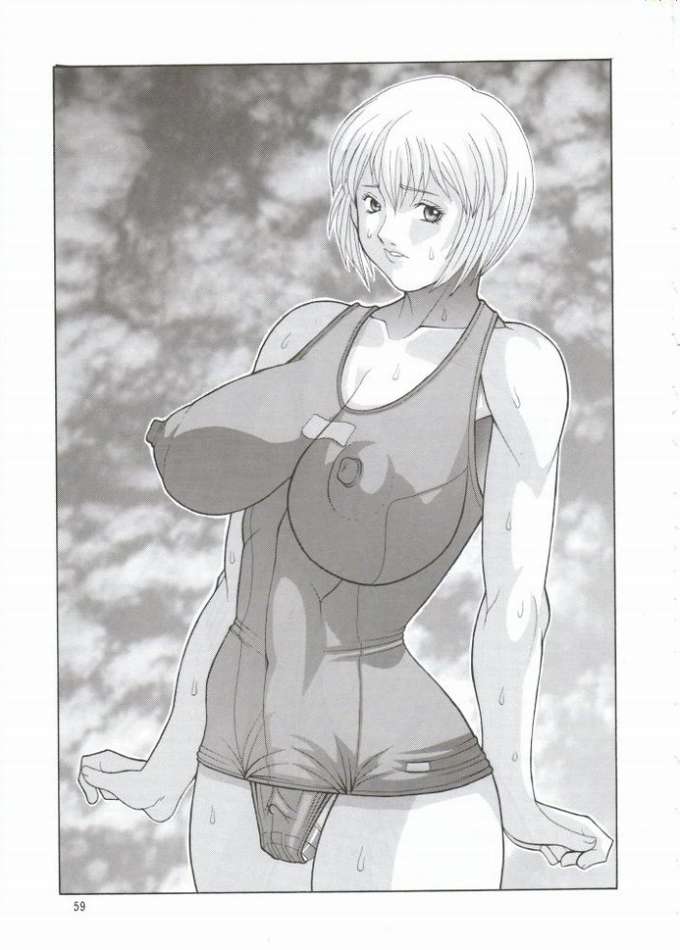 1girls breasts double_h erect_nipples female human large_breasts monochrome neon_genesis_evangelion one-piece_swimsuit rei_ayanami rippadou short_hair swimsuit tagme vibrator