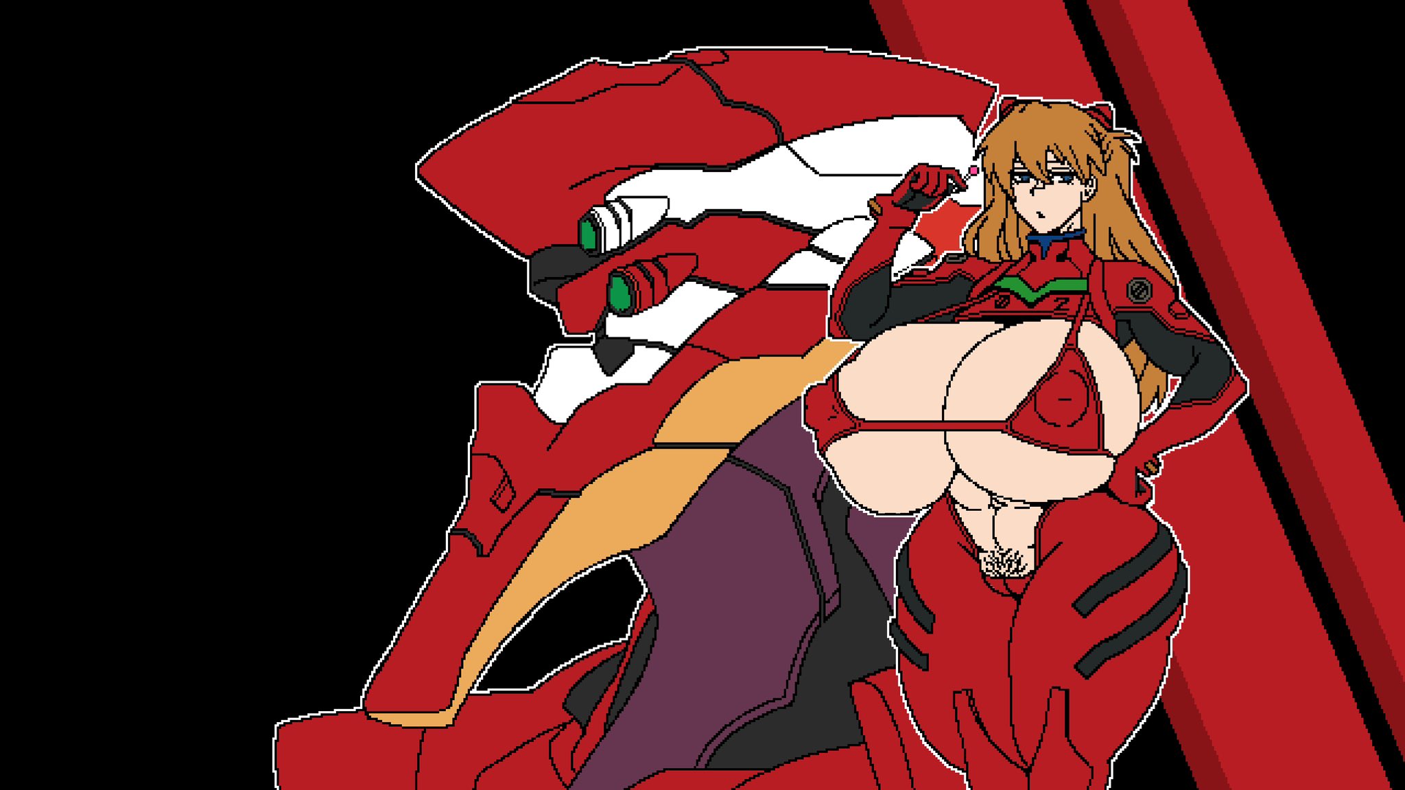 1girls, ass, asuka langley sohryu, breasts, female, female only, gigantic breasts, huge breasts, hyper, hyper ass, hyper breasts, hyper hourglass, kunaboto (style), neon genesis evangelion, orange hair, piperat, pixel art, plugsuit, solo, tagme, thick thighs, voluptuous, wallpaper