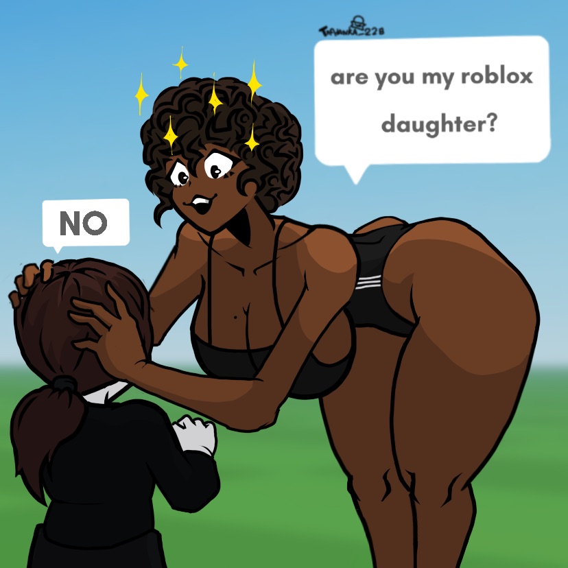 2girls afro_hair big_ass big_breasts big_butt big_thighs big_woman black_body female girl latina milf mommy roblox roblox_avatar