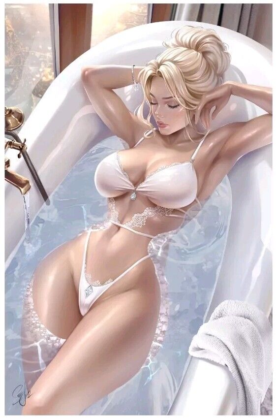 artist_request bathing bikini blonde_female blonde_hair blue_eyes cosplay emma_frost female large_breasts marvel marvel_comics voluptuous_female white_queen x-men