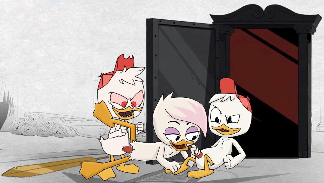 alter_ego anthro avian disney duck ducktales ducktales_(2017) furry furry_female handjob huey_duck lena_de_spell mmf_threesome nude sex threesome