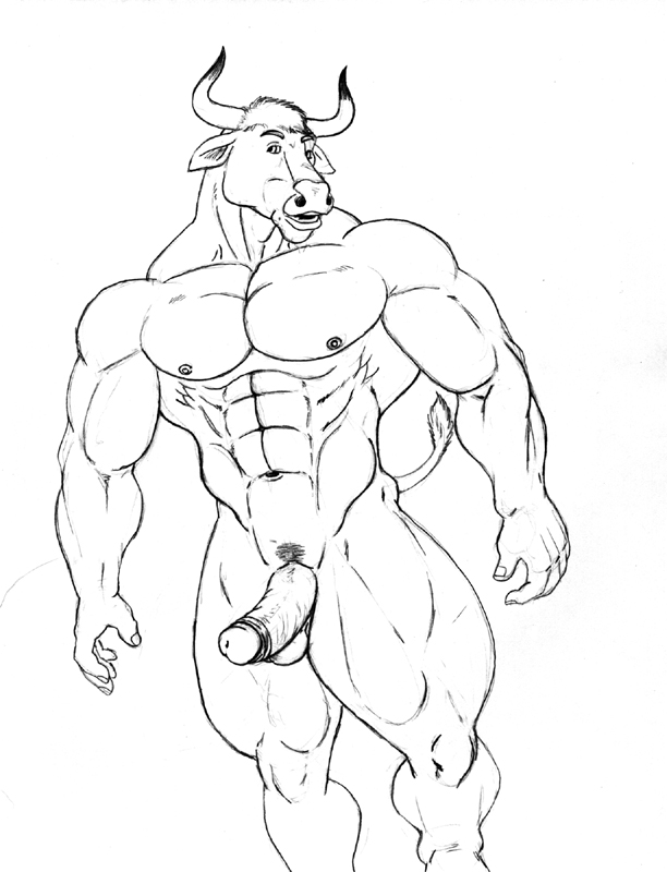 abs balls biceps big bovine cattle male male_only muscles pecs penis plain_background solo sudonym