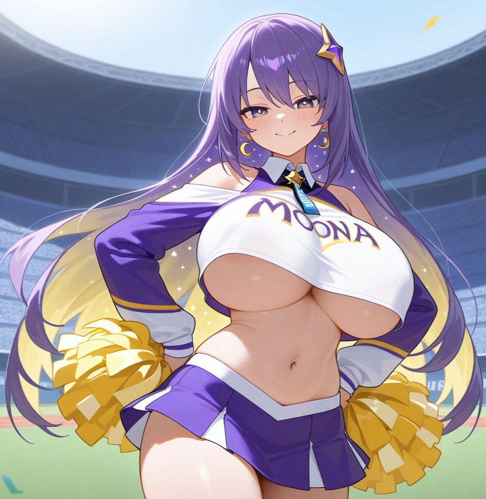 big_breasts cheerleader cheerleader_outfit cheerleader_uniform hololive hololive_indonesia hololive_indonesia_area_15 huge_breasts microskirt miniskirt moona_hoshinova pom_poms