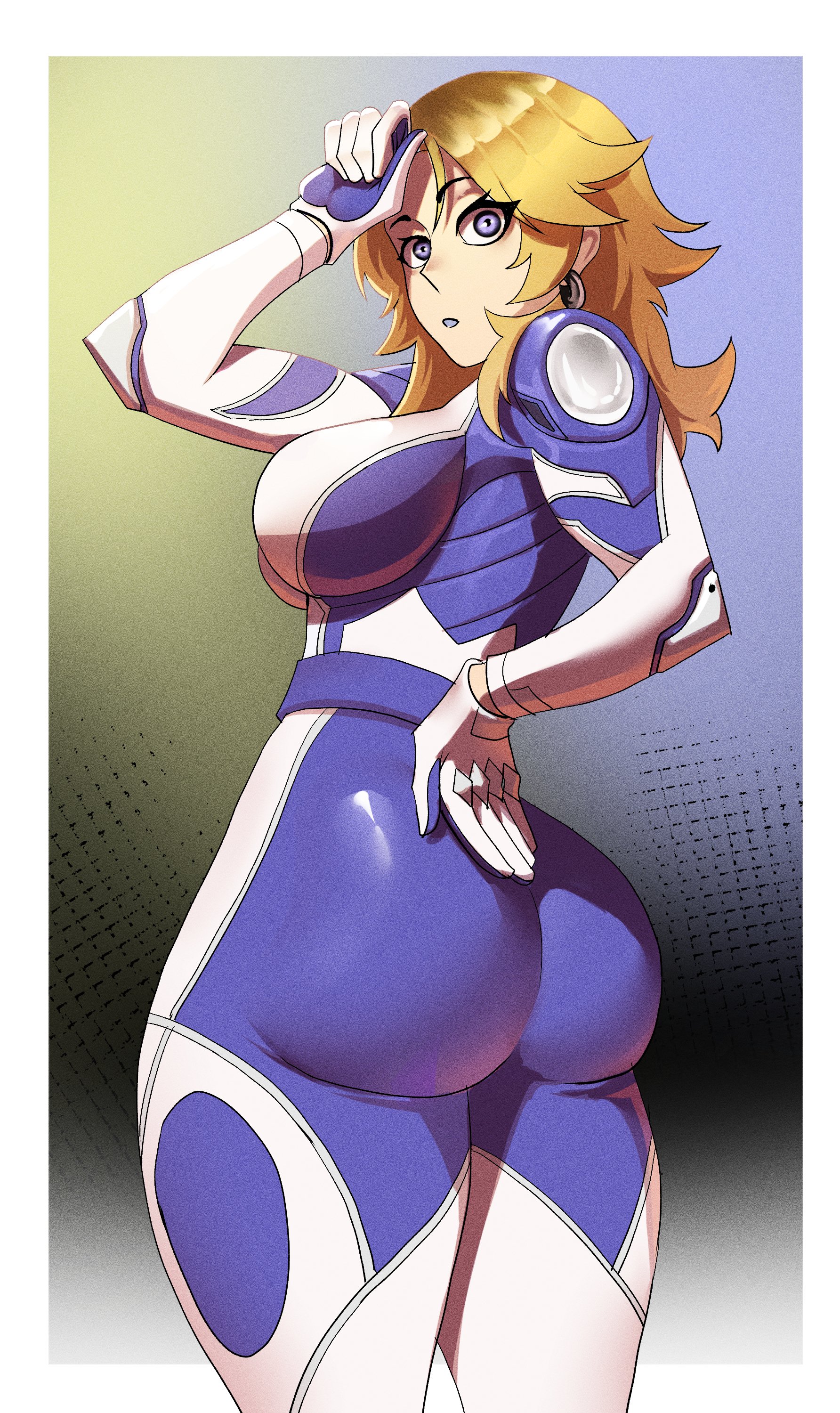 1girls, 2025, 2d, 2d (artwork), ass, big ass, big butt, blonde hair, bodysuit, fantastic four, female, female only, high resolution, highres, invisible woman, invisible woman (marvel rivals), marvel, marvel comics, marvel rivals, miru5, solo, solo female, sue richards, sue storm, superheroine