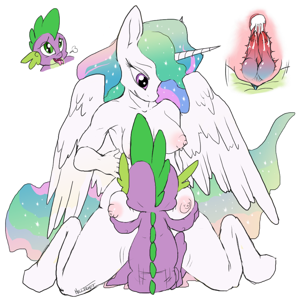 alicorn anthro equine female friendship_is_magic hellticket hooves horn horse my_little_pony penetration pony princess_celestia_(mlp) pussy smooth_skin spike_(mlp) wings