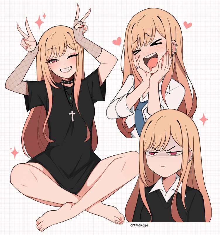 1girls, cremanata, female, female only, fingernails, gyaru, kitagawa marin, smile, smiling, solo, sono bisque doll wa koi wo suru