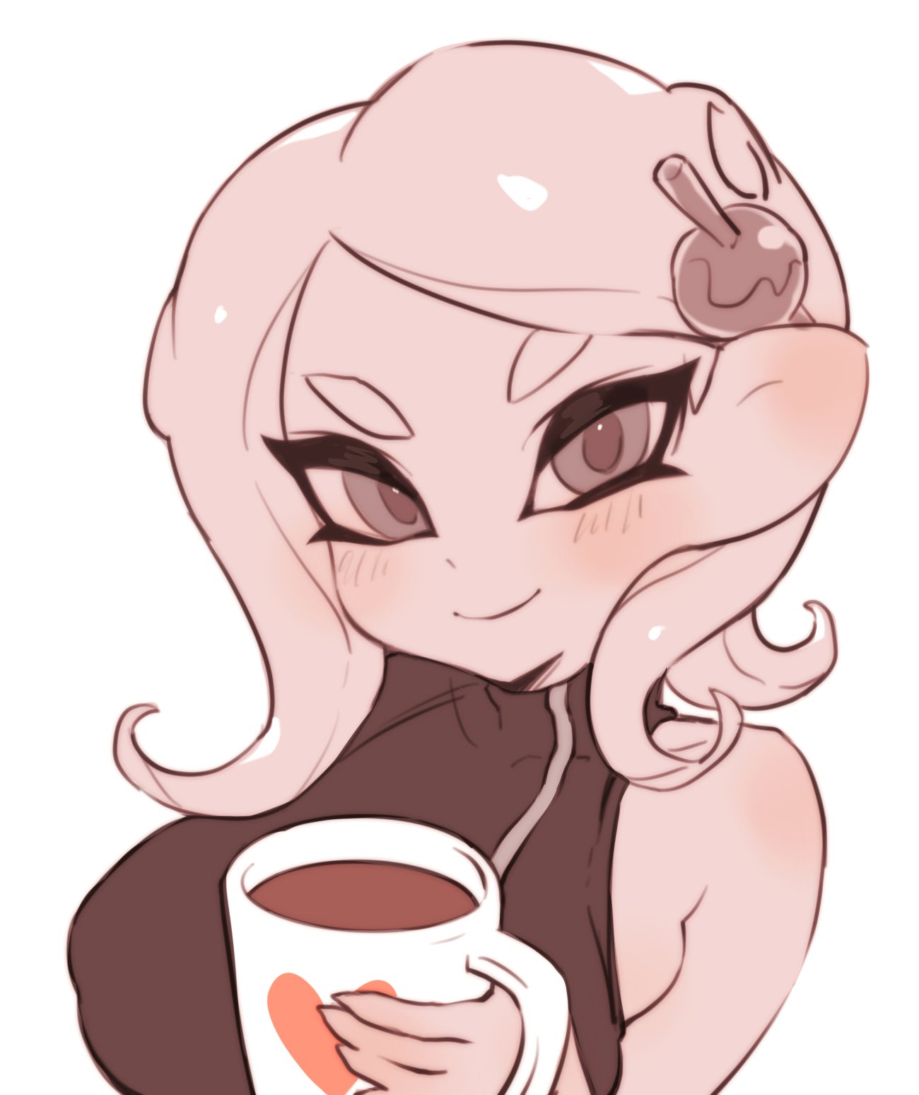 1girls agent_8_(octo_expansion) agent_8_(splatoon) big_breasts breasts closed_mouth coffee cup female_focus food heart highres holding holding_cup jtveemo ko-fi ko-fi_logo large_breasts looking_at_viewer mug nintendo octoling octoling_girl octoling_player_character simple_background single_bare_shoulder single_sleeve smile solo splatoon splatoon_(series) splatoon_2 splatoon_2:_octo_expansion tentacle_hair turtleneck upper_body white_background