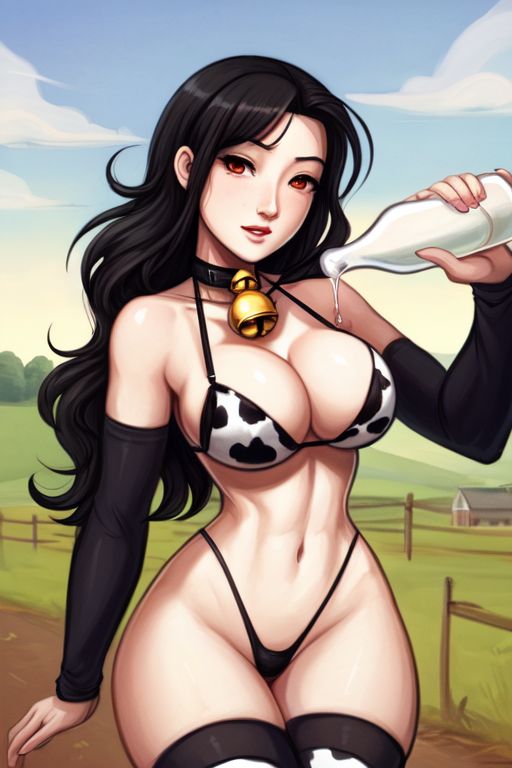 ai_generated athletic_female bell bell_collar big_breasts bikini black_hair bottle cleavage collar cow_print curvy farm final_fantasy fit_female functionally_nude hourglass_figure hucow huge_breasts human_cattle human_livestock large_breasts lingerie milk sex_slave slave sleeves slim_waist tagme thick_thighs thighhighs thighs thong tifa_lockhart video_games wide_hips