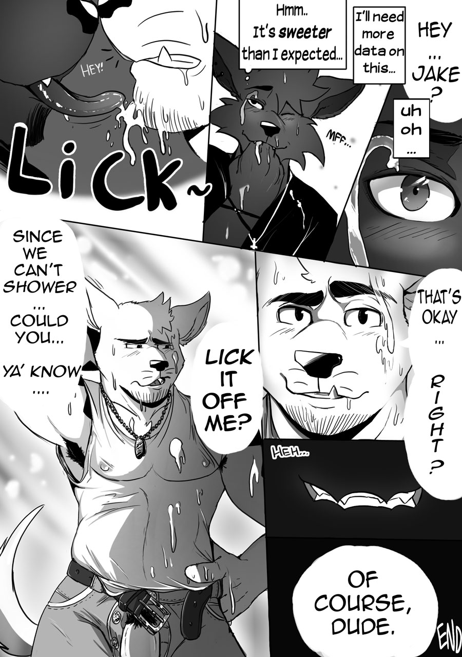 after_sex blush captain_nikko chance_furlong comic cum fur furry jake_clawson male male_only monochrome penis razor_(character) swat_kats t-bone text