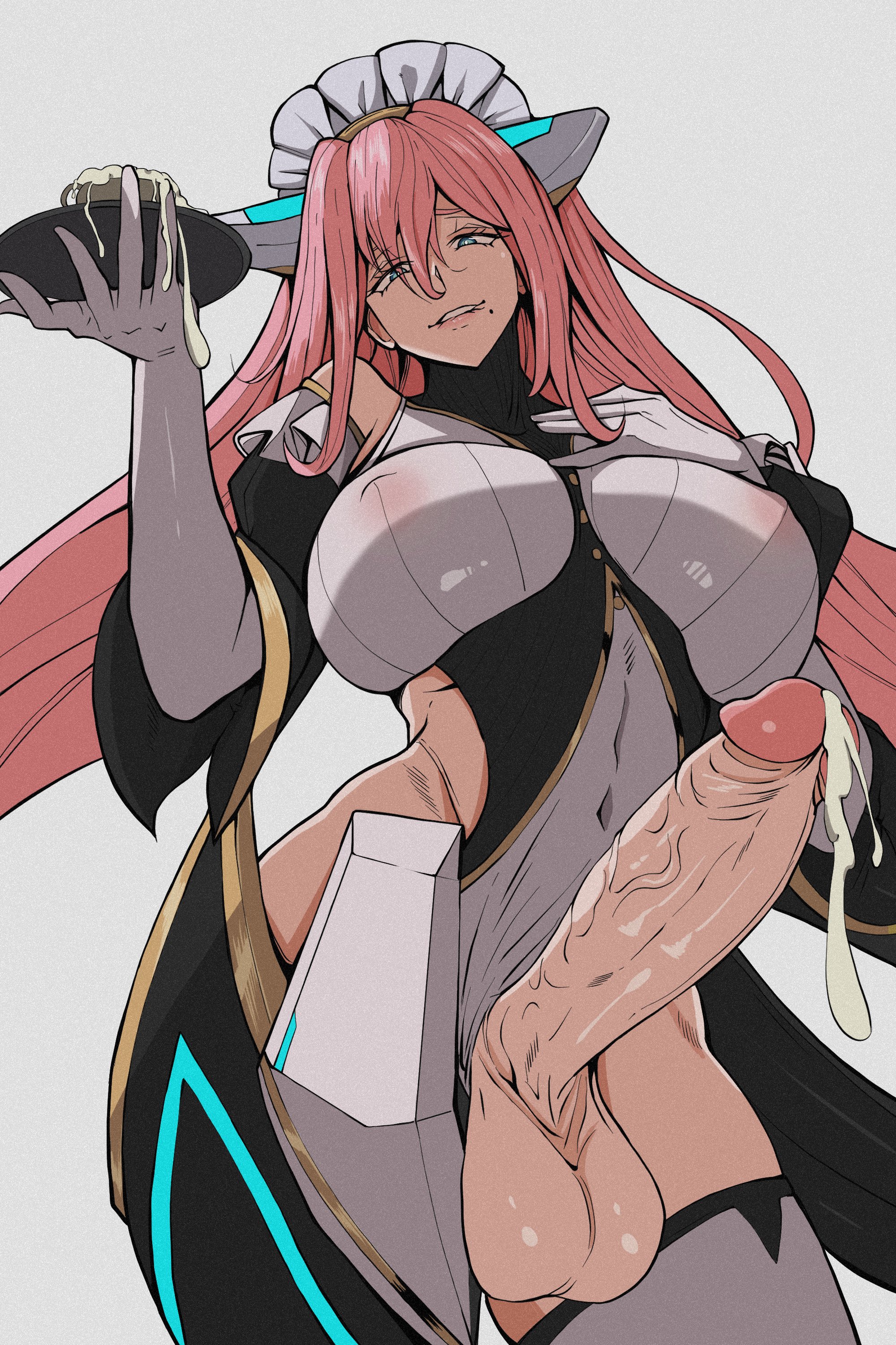 1futa, alice (last origin), bottomless, clothed, clothing, fidget4827, futanari, intersex, last origin, partially clothed, pink hair, thighs