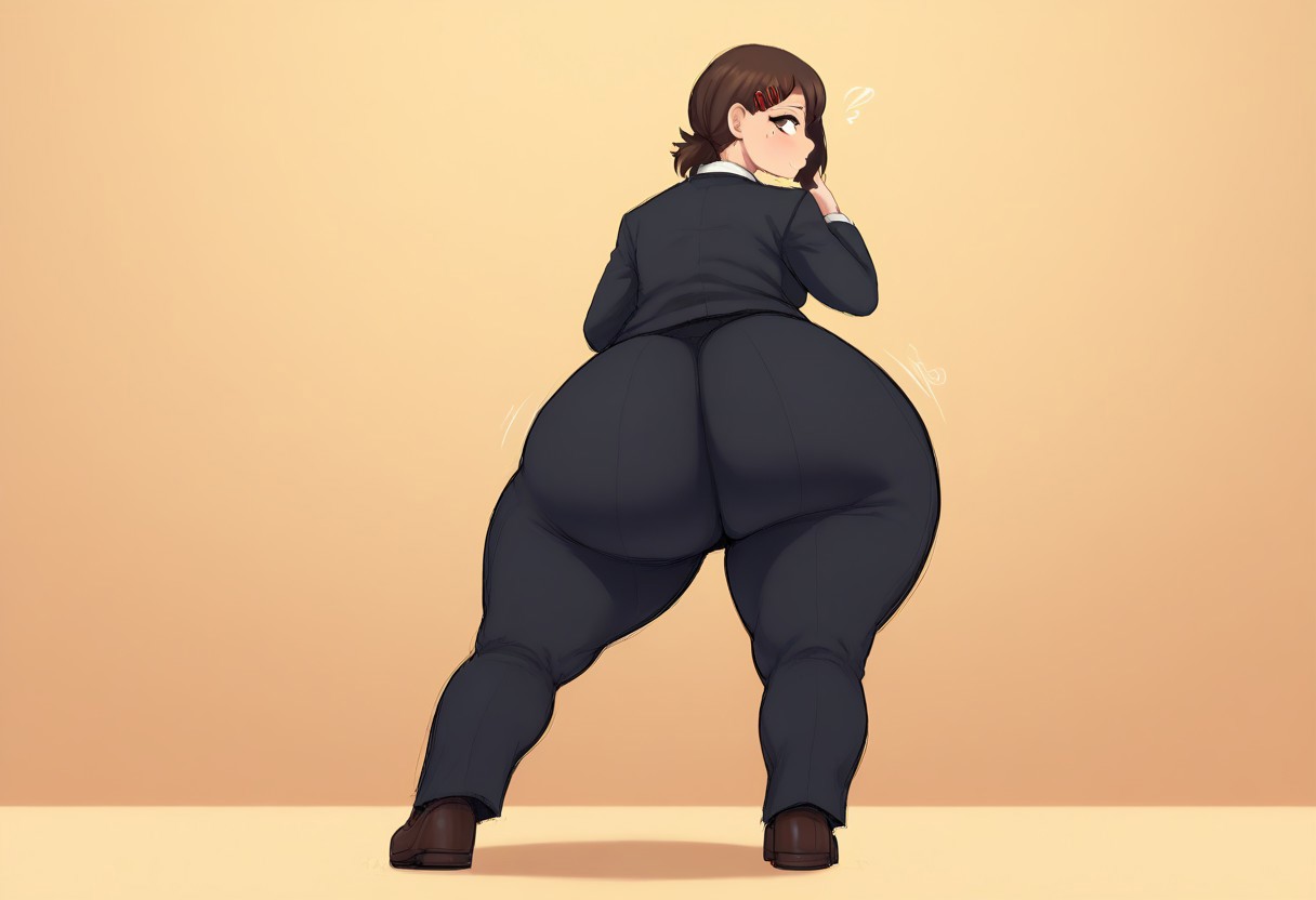 ai generated, ass, big ass, bottom heavy, chainsaw man, female, gigantic ass, gvukub, higashiyama kobeni, huge ass, thick thighs, wide hips