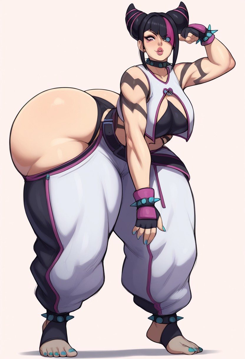 ai_assisted big_ass big_breasts bottom_heavy capcom gigantic_ass gvukub huge_ass juri_han street_fighter thick_thighs wide_hips