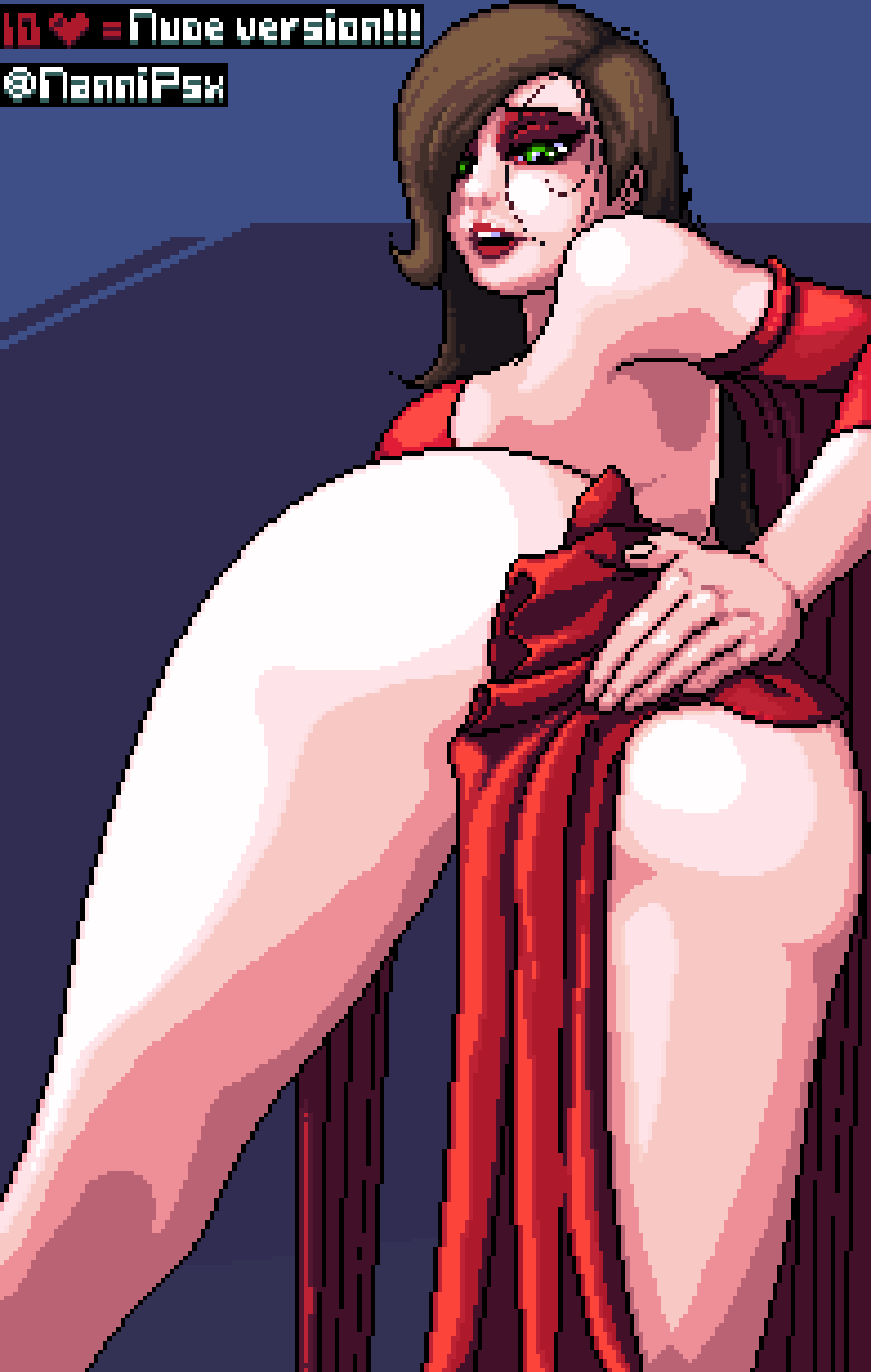 big_ass big_breasts female kaileena looking_at_viewer looking_back looking_back_at_viewer nannipsx pixel_art prince_of_persia prince_of_persia_warrior_within sand_creature sand_creature_(prince_of_persia) thick_thighs video_games