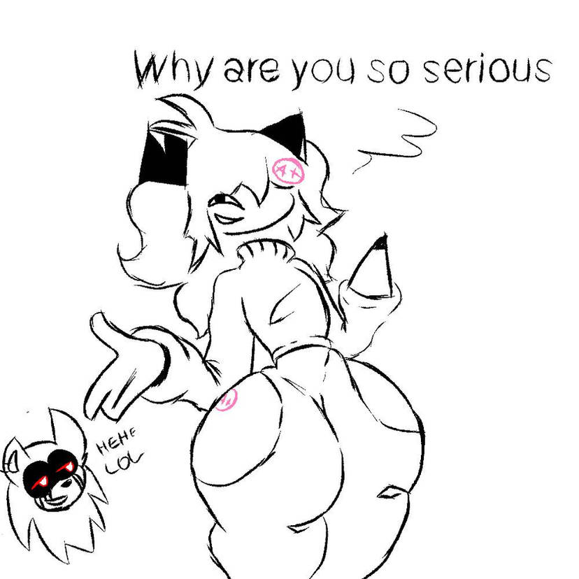 2boys, 2femboys, ass, big ass, curse (sonic.exe), cursepff (artist), femboy, fundamental paper education, looking at another, looking at viewer, male, oliver (fundamental paper education), ripped clothing, ripped pants, simple background, sonic (series), sonic.exe, sonic.exe (series), text, thick thighs