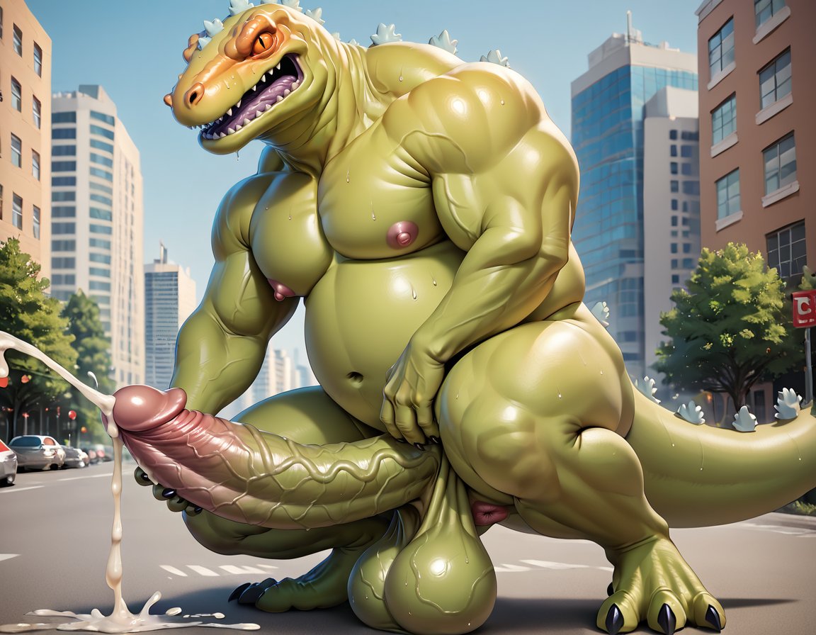 1boy abs ai_generated anthro balls bara big_balls big_muscles big_nipples big_pecs big_penis booster_rex cum cum_drip cum_on_body cum_on_penis cumshot daddy dilf dinosaur ejaculation erection gay green_body huge_balls huge_cock huge_muscles huge_nipples huge_pecs hunk kaiju macro male male_only masturbation monster muscular muscular_anthro muscular_male nipples nude orgasm pecs penis reptar reptile rugrats scalie solo