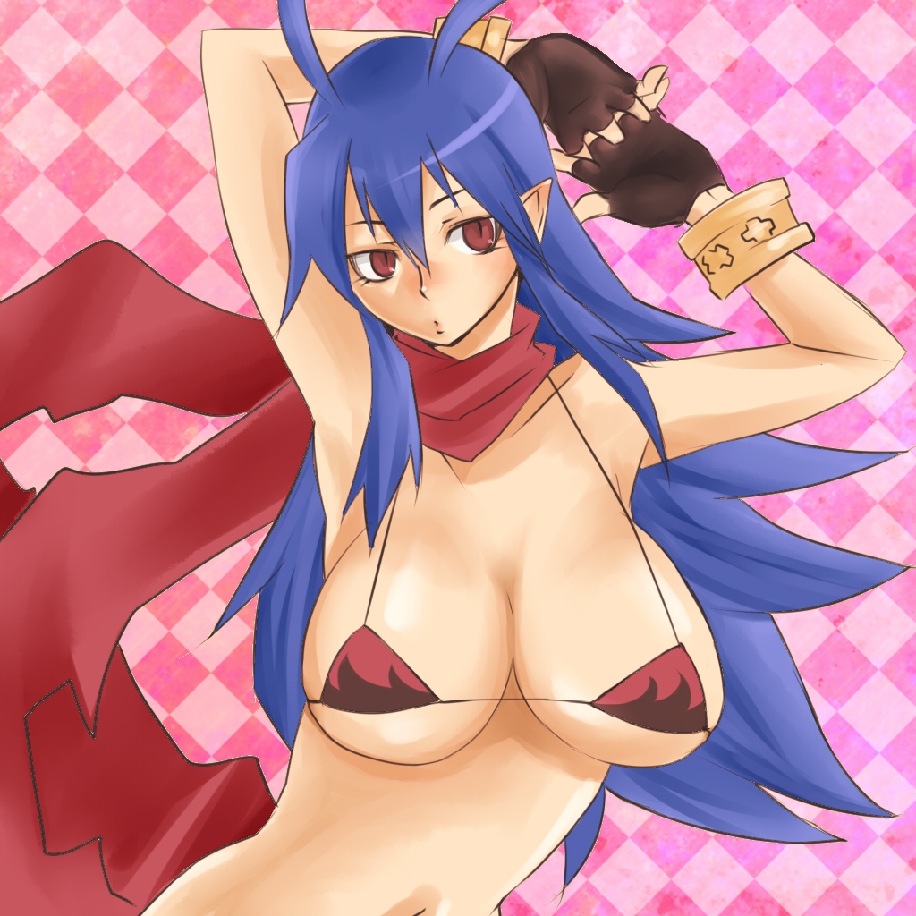 bikini_top breasts canon_genderswap disgaea disgaea_d2 genderswap_(mtf) laharl laharl-chan large_breasts nippon_ichi_software scarf skimpy_bikini