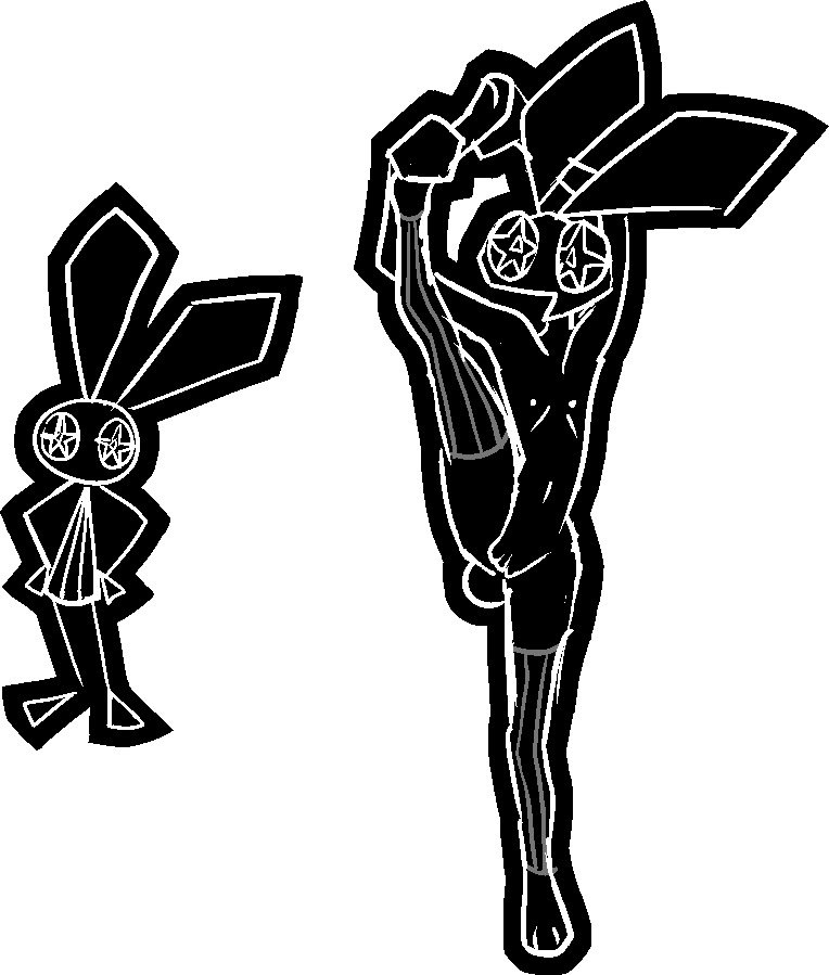 2022 alpha_channel anthro black_body black_ears black_fur black_outline black_pussy clothing female flat_chested fur genitals hands_on_hips hands_on_legs hands_on_own_hips hands_on_own_legs holding_own_leg holding_own_leg_up humanoid_genitalia humanoid_pussy lagomorph legwear legwear_only leporid mammal mostly_nude_anthro mostly_nude_female navel nipples one_leg_up open_mouth open_smile outline paws pussy rabbit raised_leg round_tail scherzande short_tail smile solo tail unusual_eyes vib-ribbon vibri