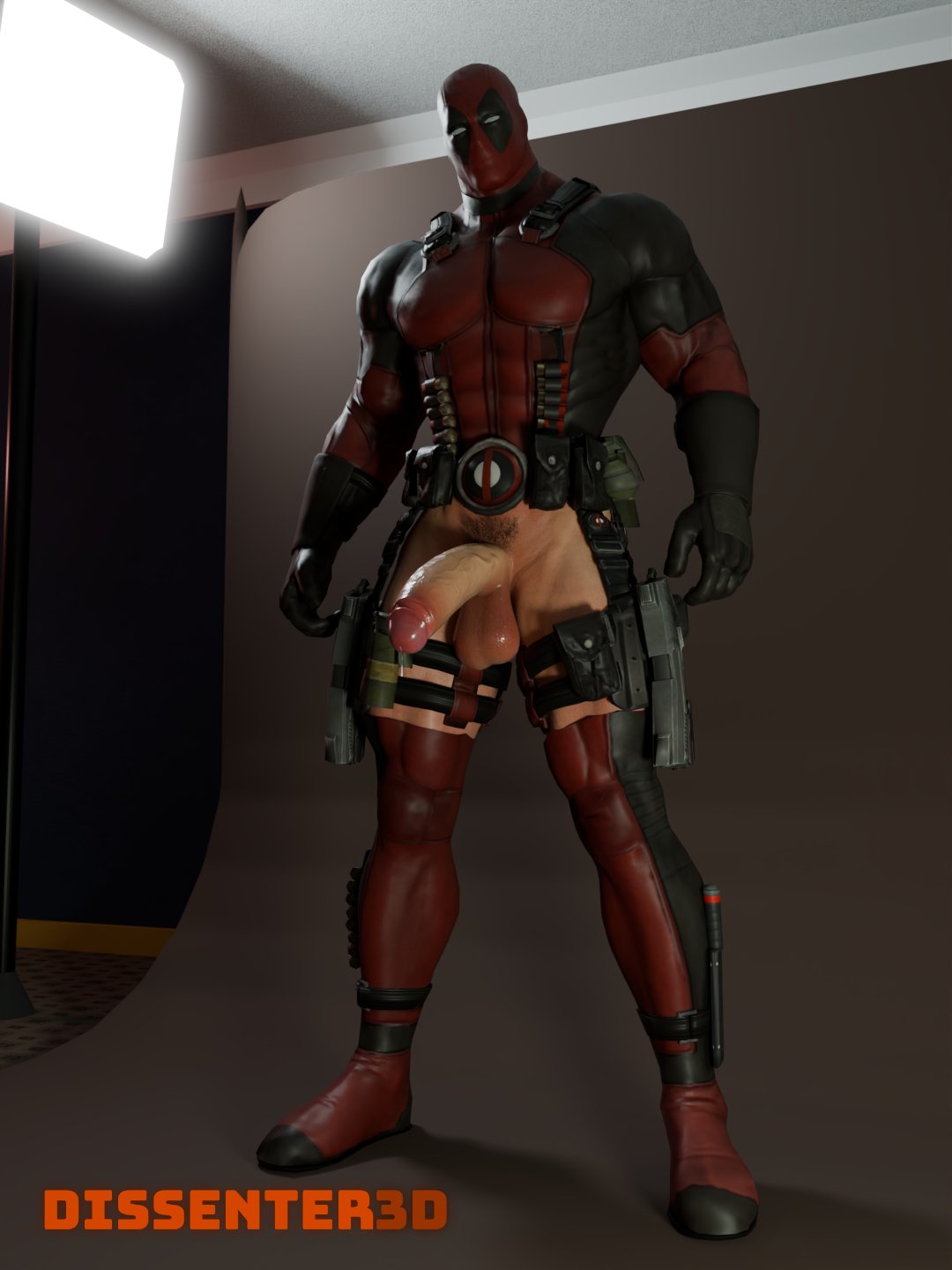 1boy alpha_male balls beefy big_penis daddy deadpool dissenter3d heavy_balls light-skinned_male light_skin male male_only manly marvel marvel_comics mask masked masked_male muscular muscular_male penis pubic_hair solo solo_male tough_guy