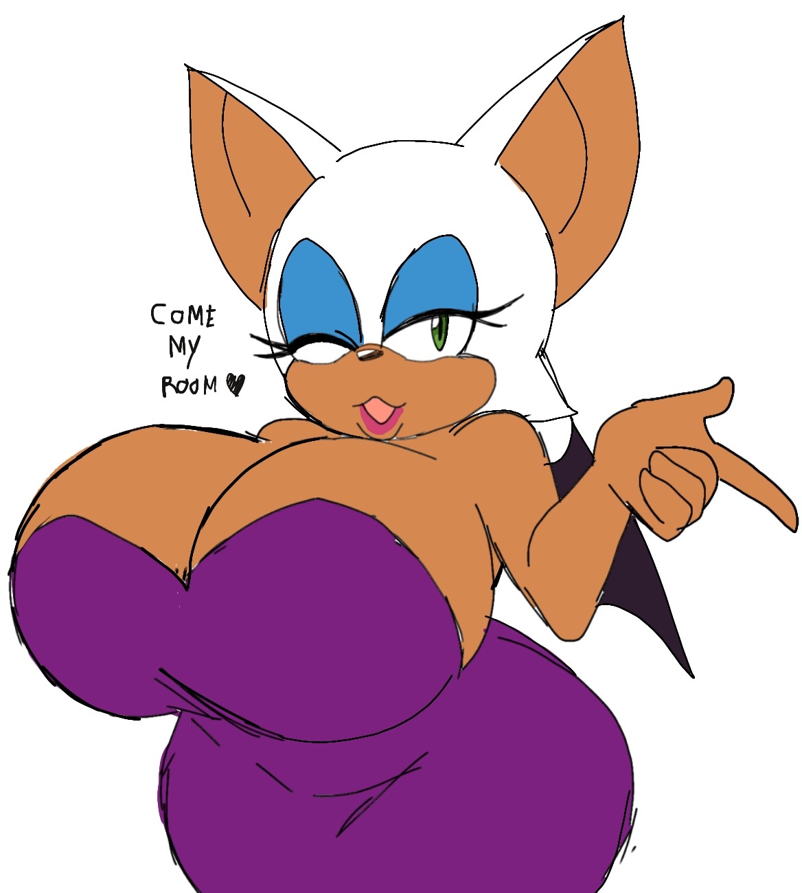 busty curvy_female dress makeup momiji_(artist) rouge_the_bat seductive sonic_(series) sonic_the_hedgehog_(series) tits_bigger_than_head