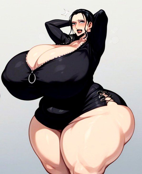 ai_generated arms_up bbw big_breasts big_butt black_hair breasts breasts_bigger_than_head female female_only nico_robin one_piece post-timeskip sexy.ai sexy_armpits teacher themix182