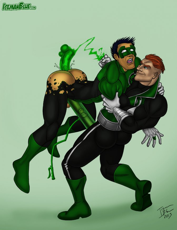 2013 2boys anal_insertion ass biceps dc dildo forced_yaoi gay ginger green_dildo green_lantern green_lantern_(series) green_lantern_corps guy_gardner icemanblue kyle_rayner male male_only multiple_boys multiple_males muscles open_mouth penises_touching rape yaoi