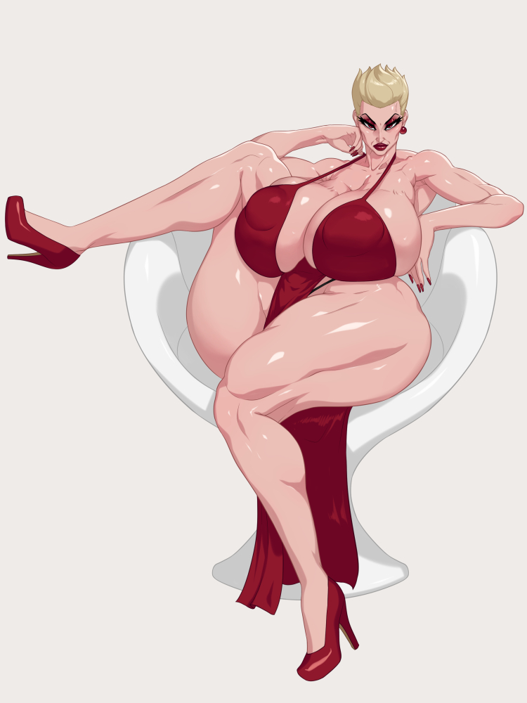 athena milkwinn, blonde, blonde hair, breasts, female, high heels, oc, rampage0118