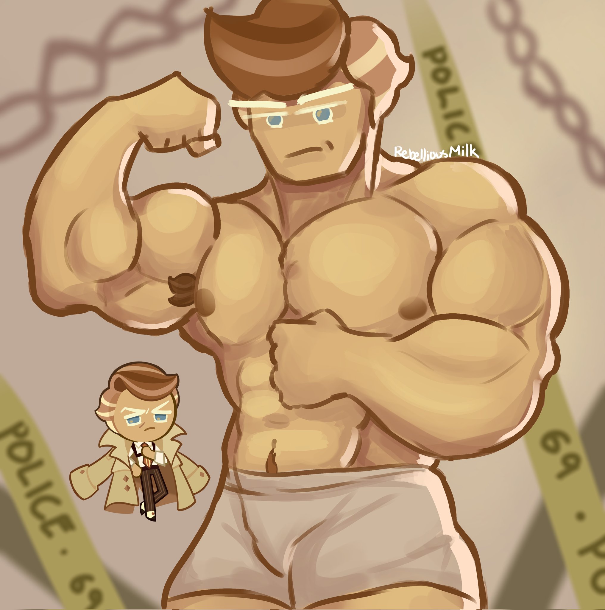almond cookie, bara, cookie, cookie run, cookie run kingdom, cookie run ovenbreak, detective, gay, rebelliousmilk