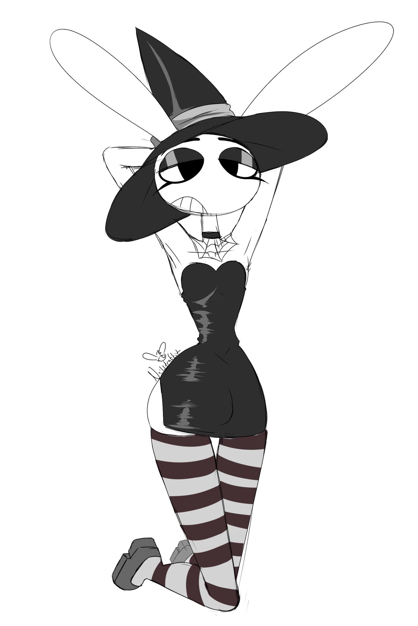 1boy, bulge, clothed, clothing, femboy, fully clothed, glitch productions, jax (tadc), jax (the amazing digital circus), legwear, male, male only, nailstrabbit, solo, solo male, the amazing digital circus, thick thighs, wide hips, witch hat, witch jax (the amazing digital circus)