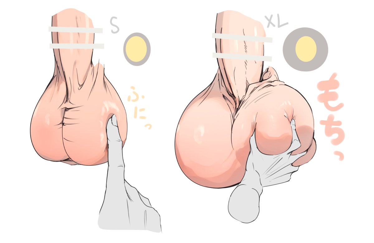 1boy, 1futa, ball size difference, balls, big balls, censored, cock comparison, female pov, futa is bigger, futanari, hung futa, hung futanari, large balls, light skin, light-skinned futa, light-skinned futanari, light-skinned male, male, penis comparison, penis size difference, small balls, testicles, text, yana (nekoarashi)